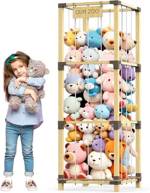 200L Stuffed Animal Zoo Storage, 3-Tier Extra Large Stuffed Animal Holder by Keeswin
