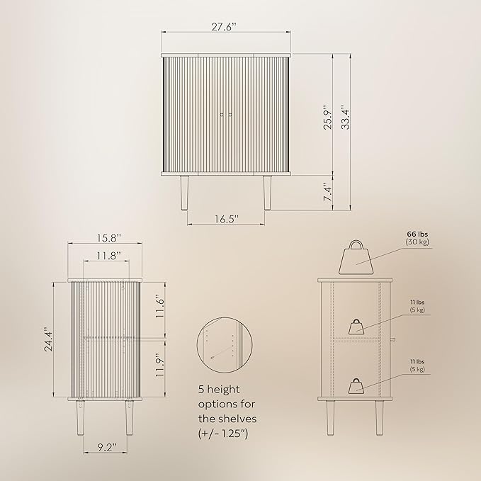WERMO 28'' Bar Cabinet with Storage and Shelves - Image 2