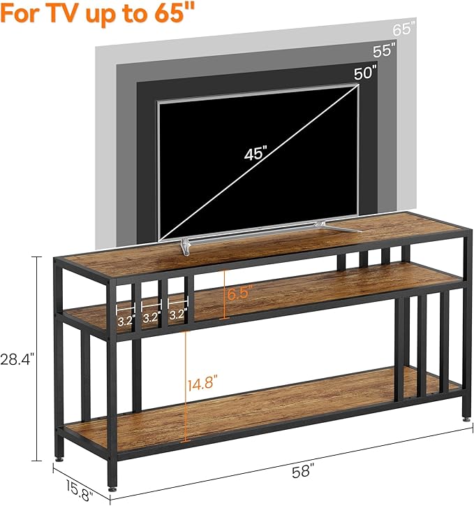Garvee 58" TV Stand for Television up to 65 Inch, Entertainment Center - Image 2