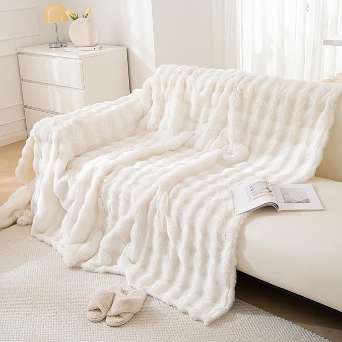 VM VOUGEMARKET Thick Faux Rabbit Fur Couch Cover 1-Piece Warm Soft Cozy Sofa - Image 7