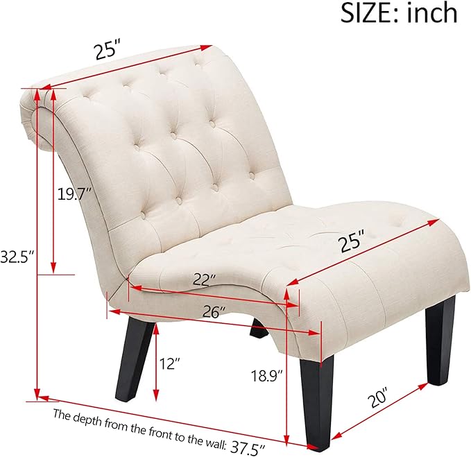 Yongqiang Accent Chair for Bedroom Living Room Chairs Tufted Upholstered Lounge - Image 2