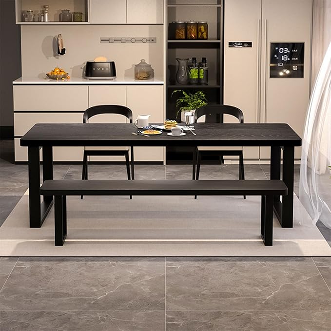 Solid Wood Dining Table for 4-6 People, 55 inch Long Farmhouse Kitchen Dining - Image 4