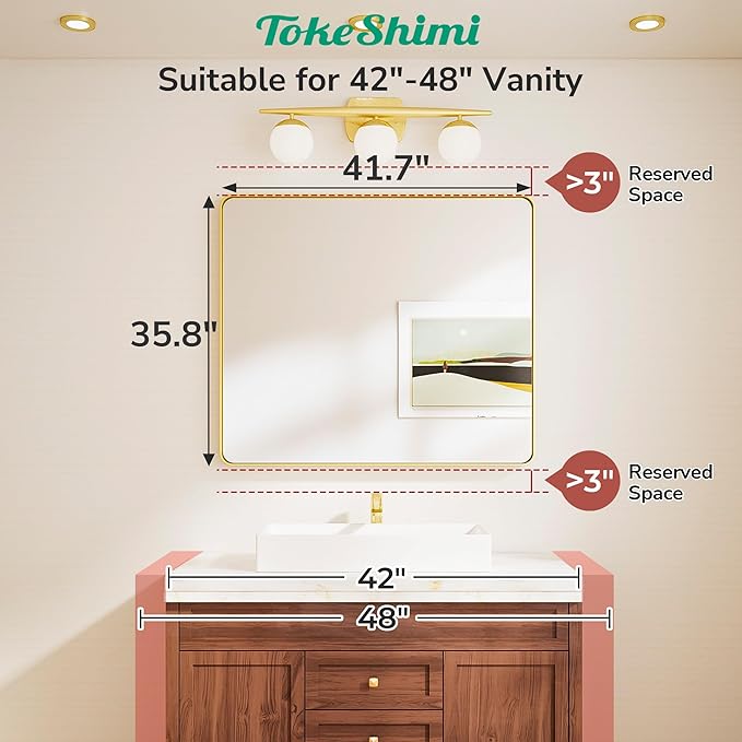 TokeShimi 42x36 Black Bathroom Mirror - Image 2