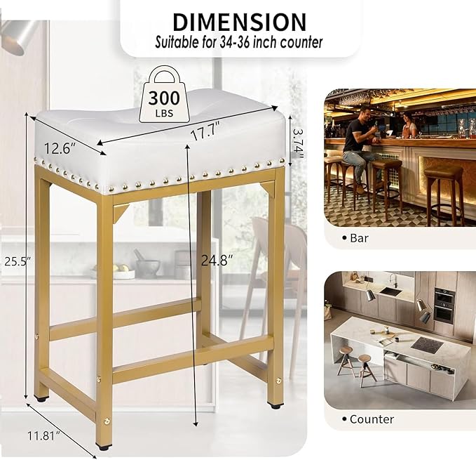 Bar Stools Set of 2, Counter Height Bar Stools - Image 3