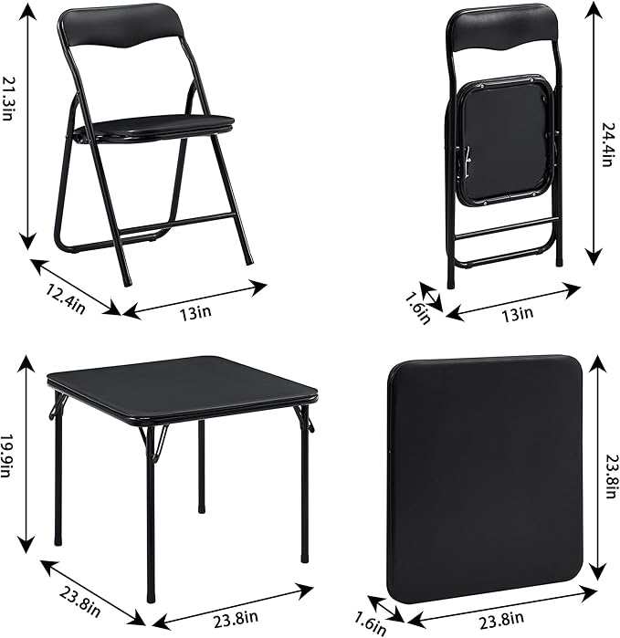 VECELO Kids Folding Activity Table and Chairs 5 Piece Set, - Image 2