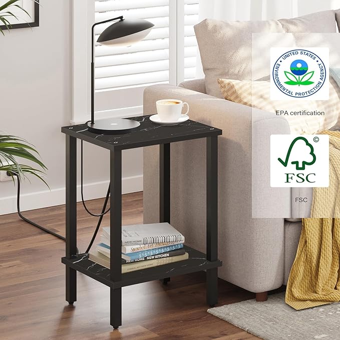 TUTOTAK End Table, Side Table, Nightstand, 2-Tier Storage Shelf, Sofa Table - Image 4