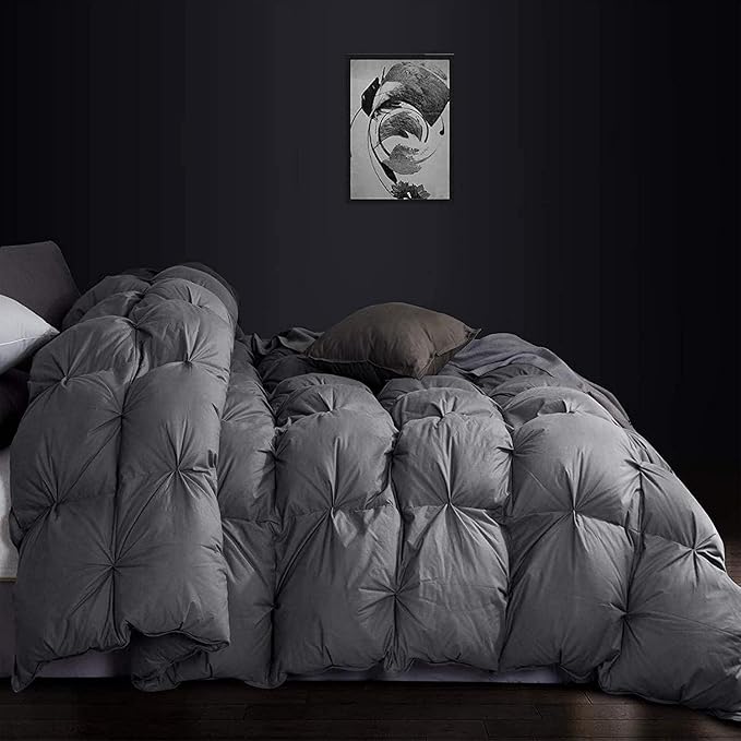Luxurious Heavyweight Goose Down Feather Fiber Comforter, Exquisite Pinch Pleat - Image 2