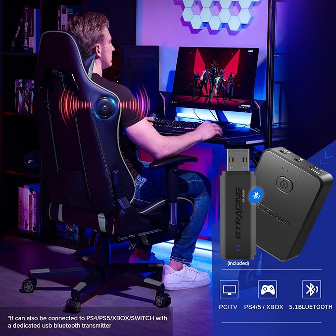 GTRACING Gaming Chair with Footrest Speakers Video Game Chair Bluetooth Music - Image 9