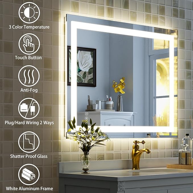 38'' x 26'' LED Bathroom Mirror - Image 4