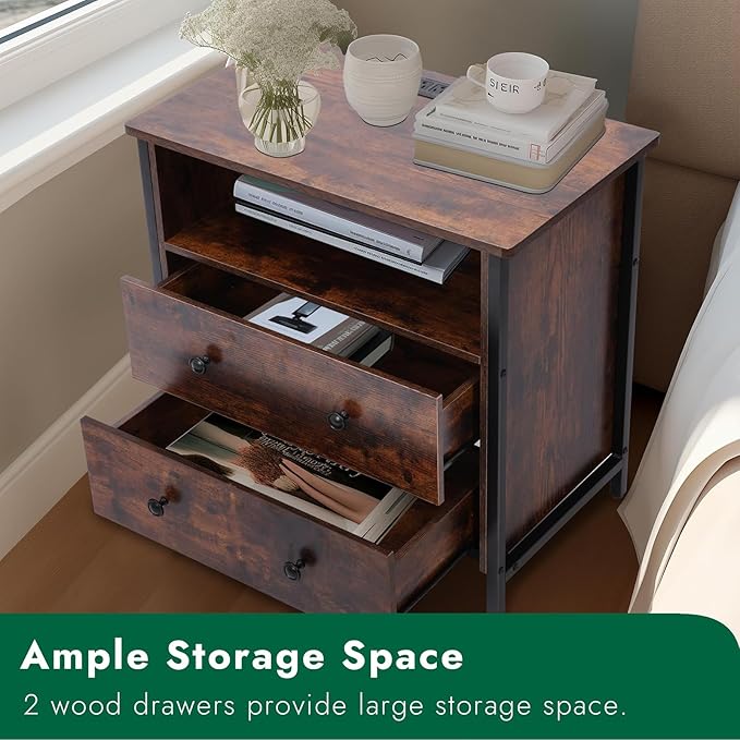 27 Inch Wide Night Stand, Large Wood Night Stand - Image 7