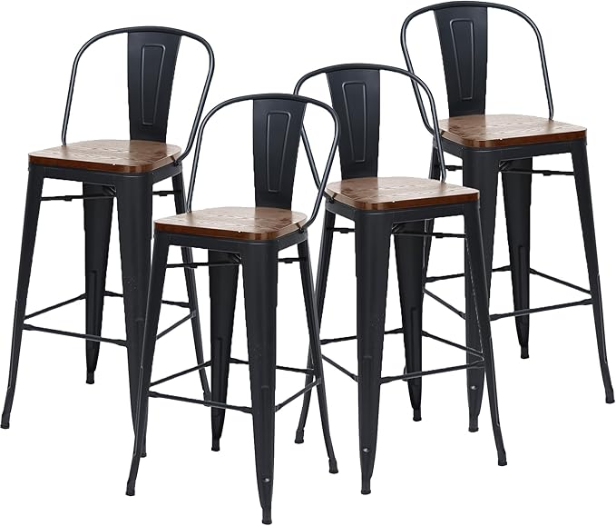 Changjie Furniture 24 Inches Metal Barstools Set of 4 Counter Height Bar Stools - Image 3