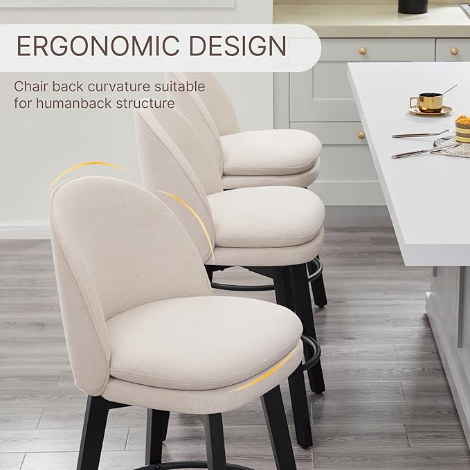 Counter Height Barstools 26 inch Upholstered Swivel Bar Stools - Image 7