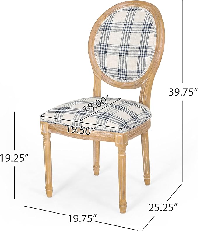 Christopher Knight Home Phinnaeus Dining Chair Set, Dark Blue Plaid + Light - Image 3