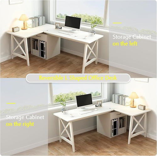 2-Person Desk with Storage Cabinet - Image 2