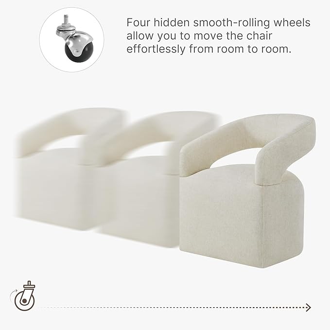 Upholstered Dining Chairs with Casters Easy Assembly Require Modern Barrel - Image 4
