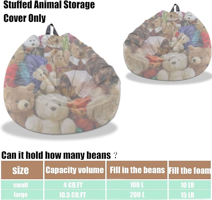 Stuffed Animal Storage Bean Bag Chair Cover - Image 3