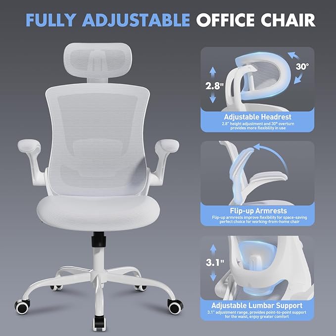 Ergonomic Office Chair with Adjustable Lumbar Support & Headrest, High Back - Image 6