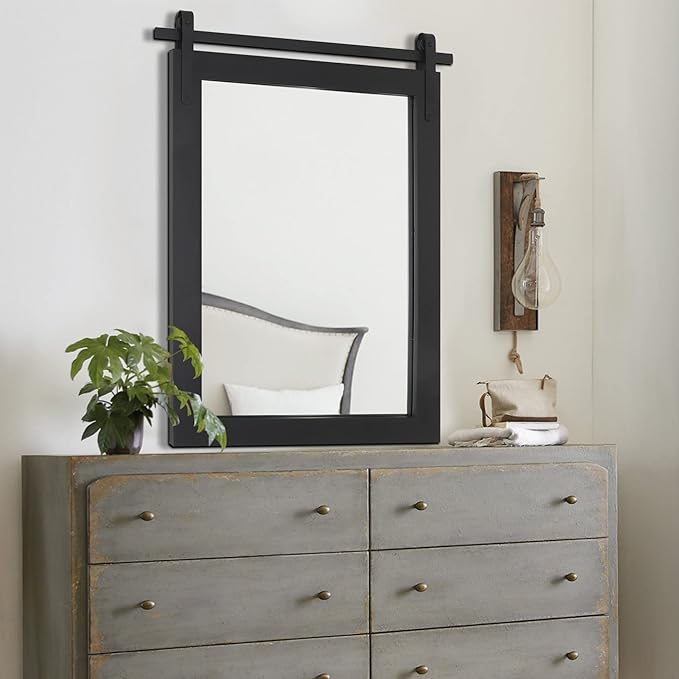 PAIHOME Black Farmhouse Mirror for Bathroom, 22x30INCH Wood Framed Rectangle - Image 9