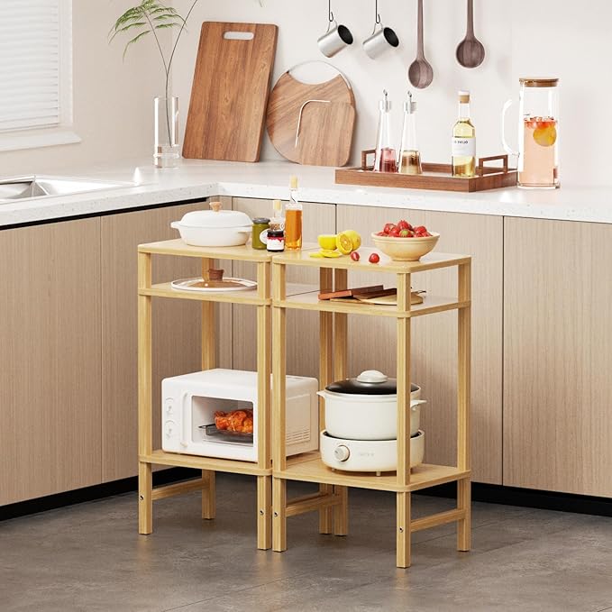 28in Tall Bamboo Side Table 3-Tier Small Narrow End Table, Skinny Nightstand - Image 8
