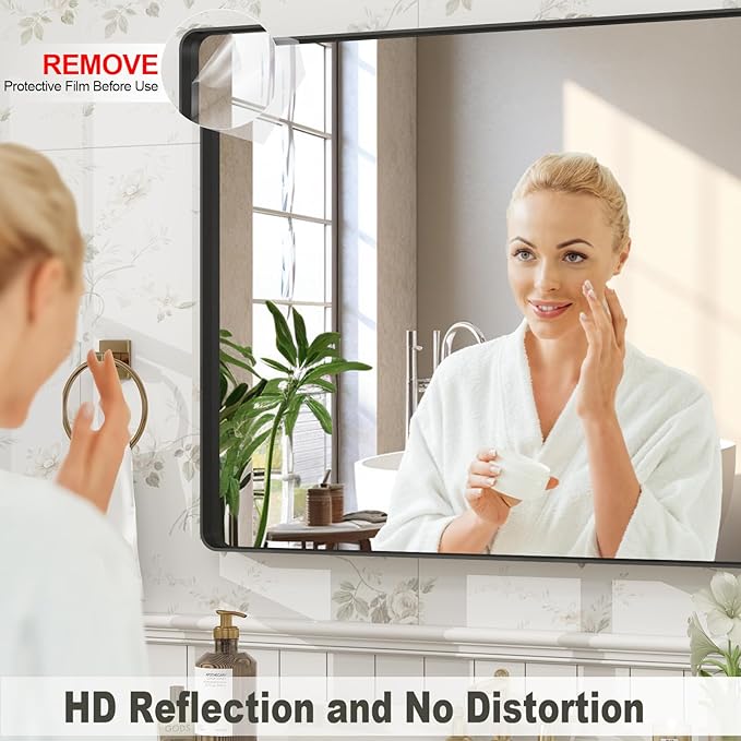 48x30 Black Bathroom Wall Mirror, Matte Rectangle Bathoom Vanity Mirror - Image 3