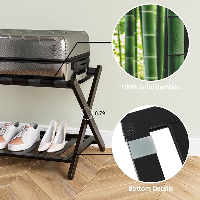 Fully Assembled Black Luggage Rack, Suitcase Stand - Image 3