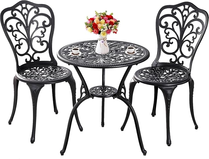 Outdoor Bistro Set 3 Piece Patio Bistro Set, Cast Aluminum Bistro Table and - Image 2