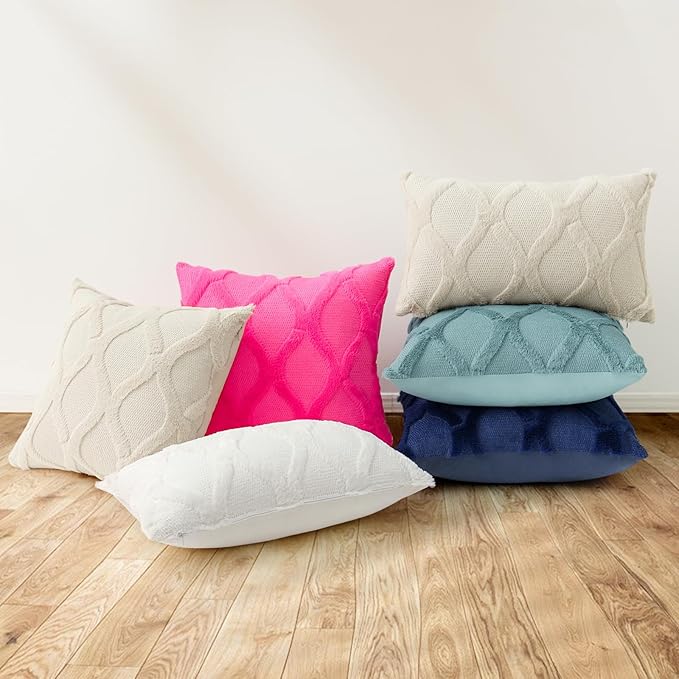 decorUhome Throw Pillow Covers 12x20 Inch Set of 2, Soft Plush Faux Fur Wool - Image 6