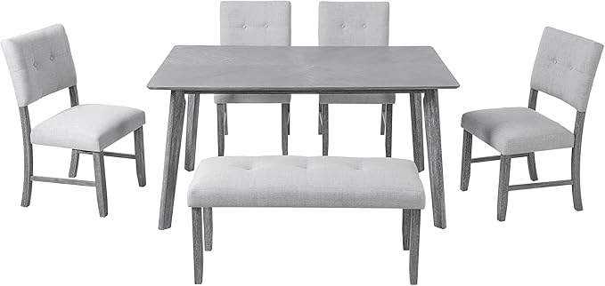 Merax 6 Piece Solid Wood Dining Table Set - Image 10