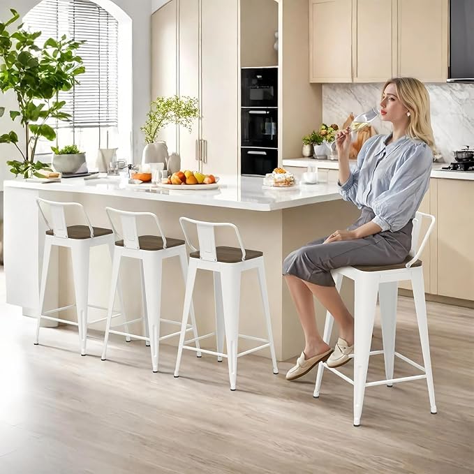 24 Inch Swivel Bar Stools Set of 4, Counter Height Bar Stools - Image 8