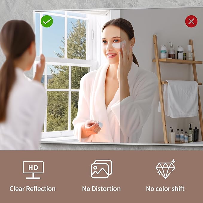 YIROMAN Bathroom Mirror 60"x30", Large Brushed Silver Bathroom Mirror - Image 7