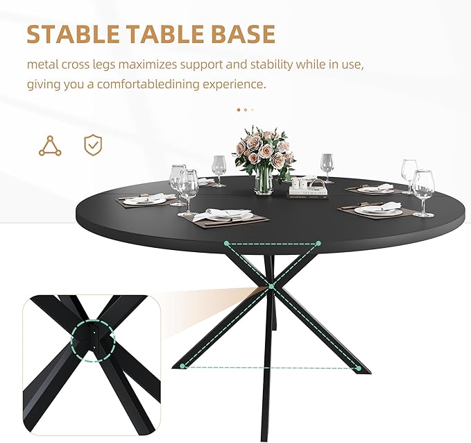 47.24" Round Dining Table, Modern Dining Room Table - Image 5