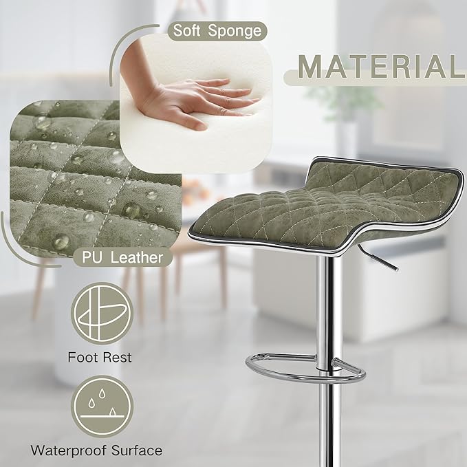 VECELO Bar Stools Set of 4, Adjustable Bar Stools, Bar Height Stools - Image 4