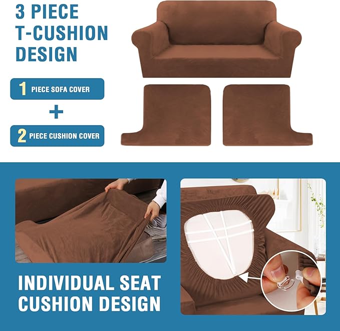 H.VERSAILTEX Sofa Cover 3 Piece T Cushion Sofa Slipcovers Thick Velvet Couch - Image 4