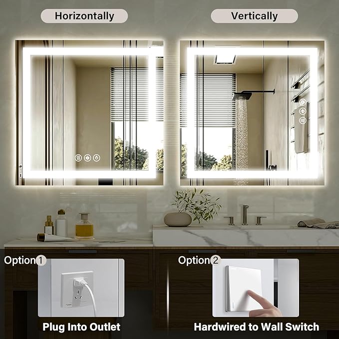 40"x 40" LED Bathroom Mirror, Backlit + Front Lit, LED Bathroom Mirror - Image 4