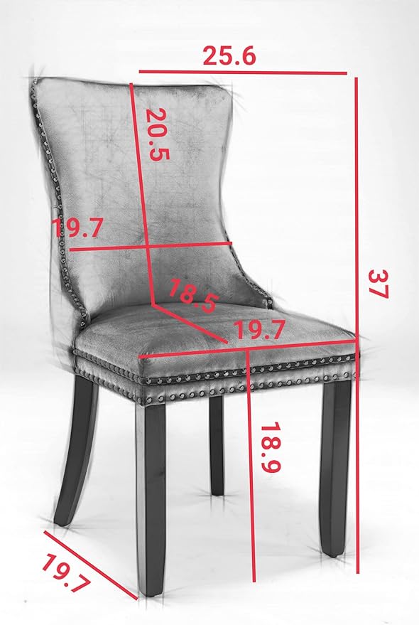 Acosure Set of 2 Velvet Upholstered Wing-Back Dining Chair - Image 2