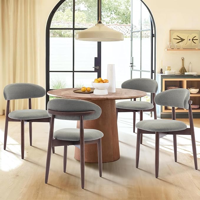 COLAMY Wooden Dining Chairs Set of 4, Modern Fabric Upholstered Dining Room - Image 8
