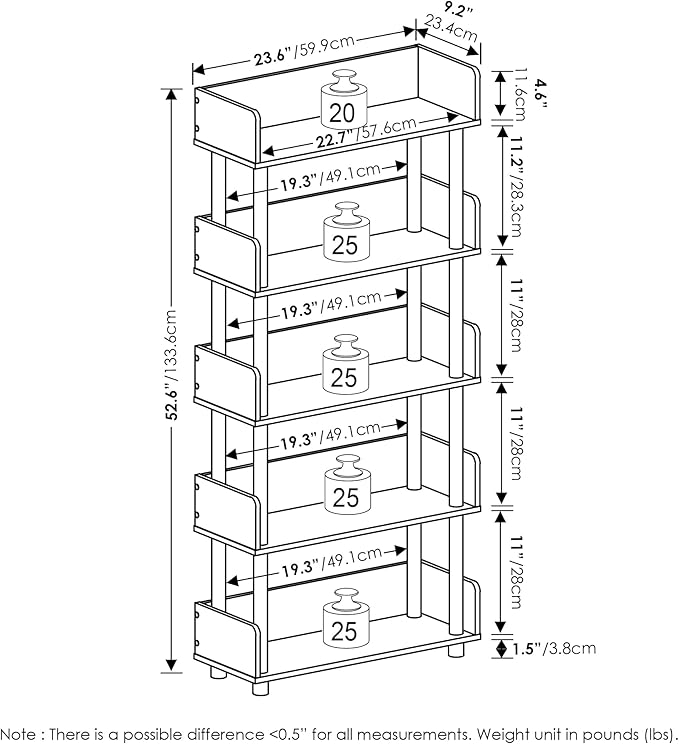 Furinno Turn-N-Tube 5-Tier Multipurposes Display Rack, Open Shelf Rack/Storage - Image 3