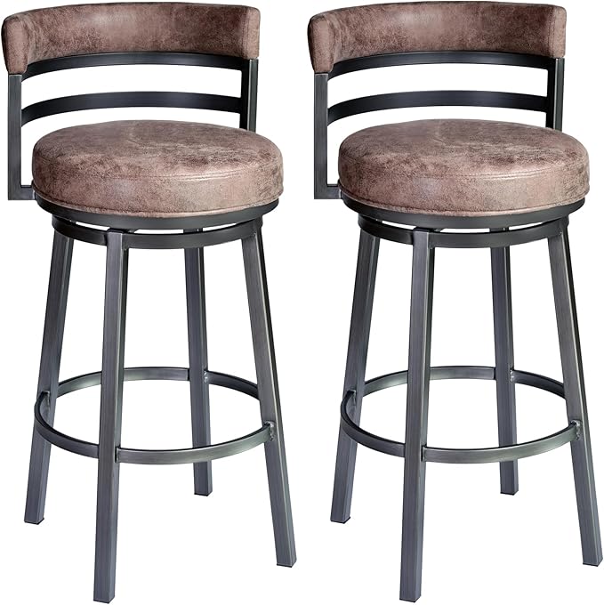 Armen Living Madrid 30" Seat Height Swivel Modern Bandero Tobacco Modern Faux by ArmenLiving