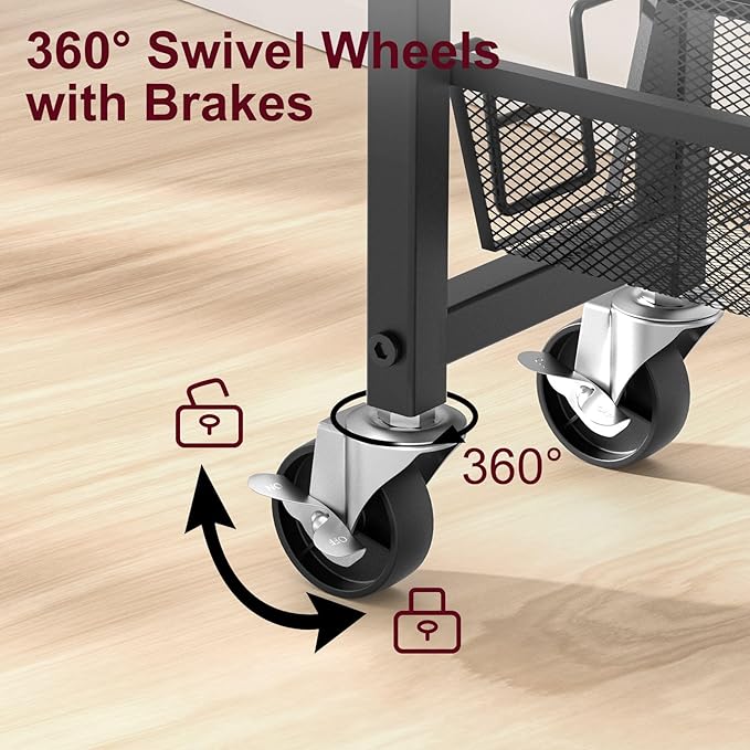 Honest Slim Storage Cart 5-Tier Slim Rolling Cart - Image 6