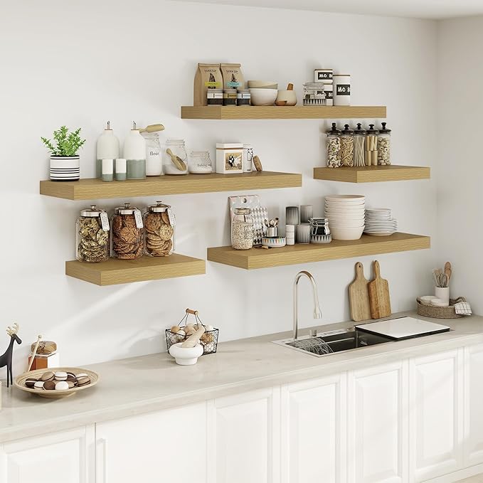 Heimlove Oak Bathroom Shelves Floating Shelves - Image 5