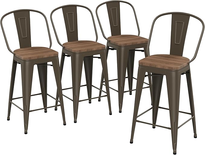 Yongqiang 24 inch Bar Stools Set of 4 Kitchen Counter Height Bar Chairs High by lightupyourlife