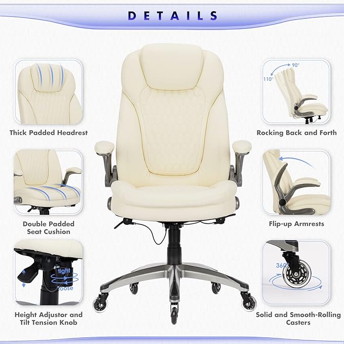 Executive Office Chair-Ergonomic Computer Desk Chair, High Back Leather Chair - Image 6