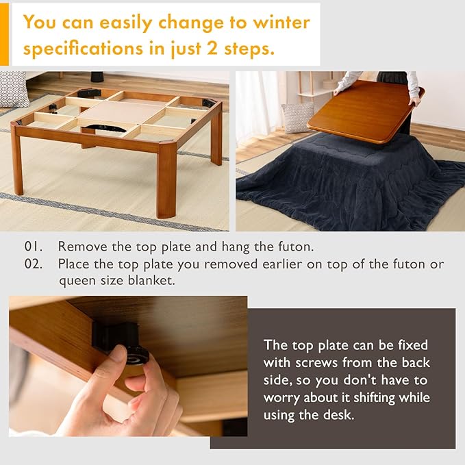 PaletteLife Japanese Heated Table- Wooden Chabudai Furniture - Image 6