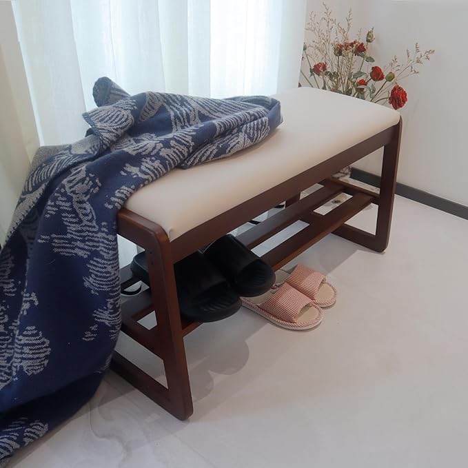 Solid Wood Shoe Rack, 2 Tier Shoe Storage Bench - Image 6