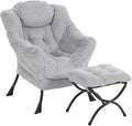 Lazy Chair with Ottoman, Modern Reading Chair with Folding Footrest, by Furlide