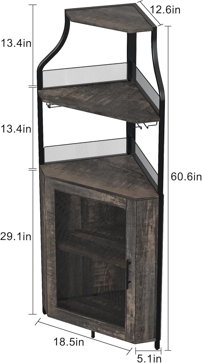 GAOMON Rustic Modern Corner Wine Cabinet, 5-Tiers Liquor Cabinet - Image 2