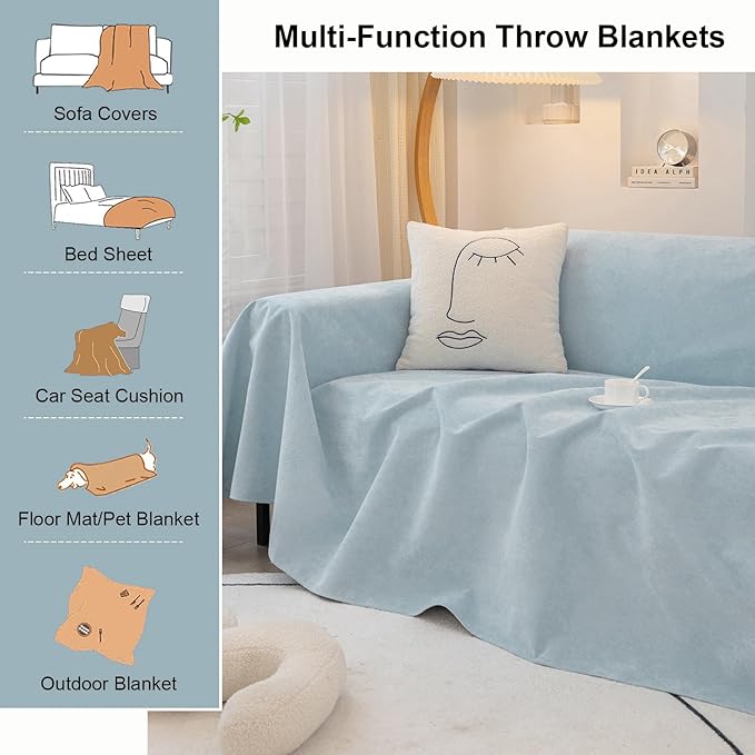 STACYPIK Waterproof Sky Blue Loveseat Couch Cover - Image 6