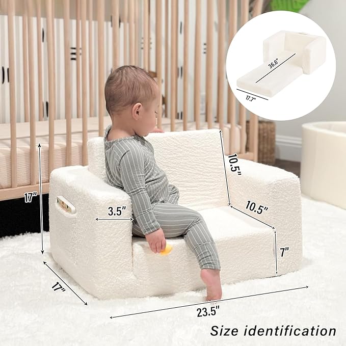 Tiita Kids Sofa, 2-in-1 Todder Couch, Convertible Children Couch to Lounger - Image 3