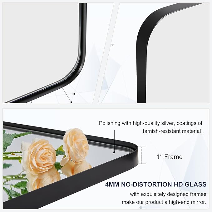 ANDY STAR Wall Mirror for Bathroom, 24x36 Matte Black Bathroom Mirror, Modern - Image 7