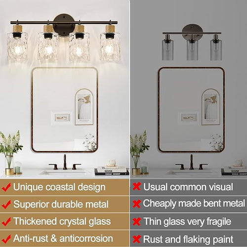 2025 Upgrade Bathroom Light Fixtures, 4-Light Coastal Vanity Lights - Image 2